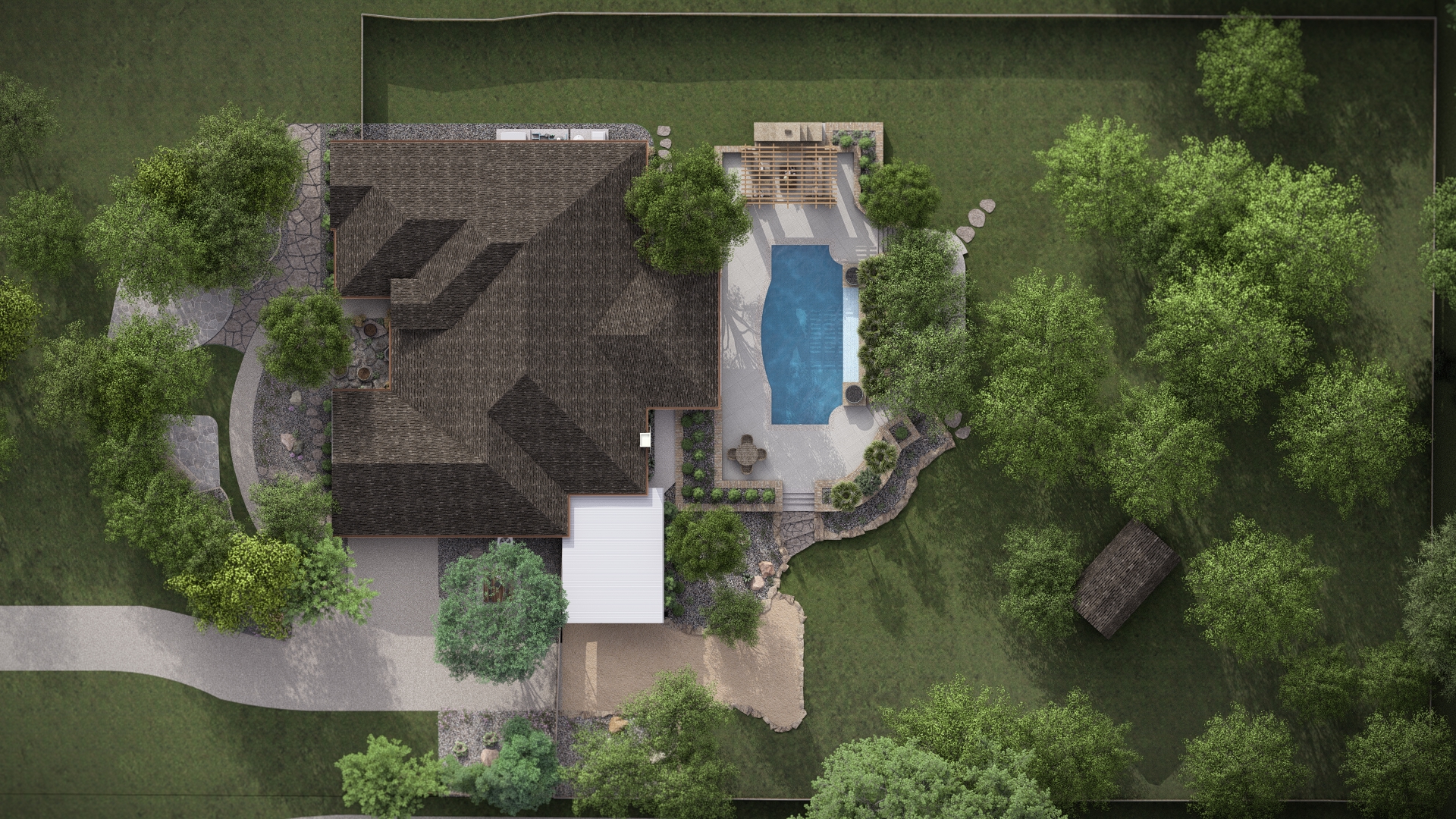 Aerial view of Alamo Heights Garden landscape