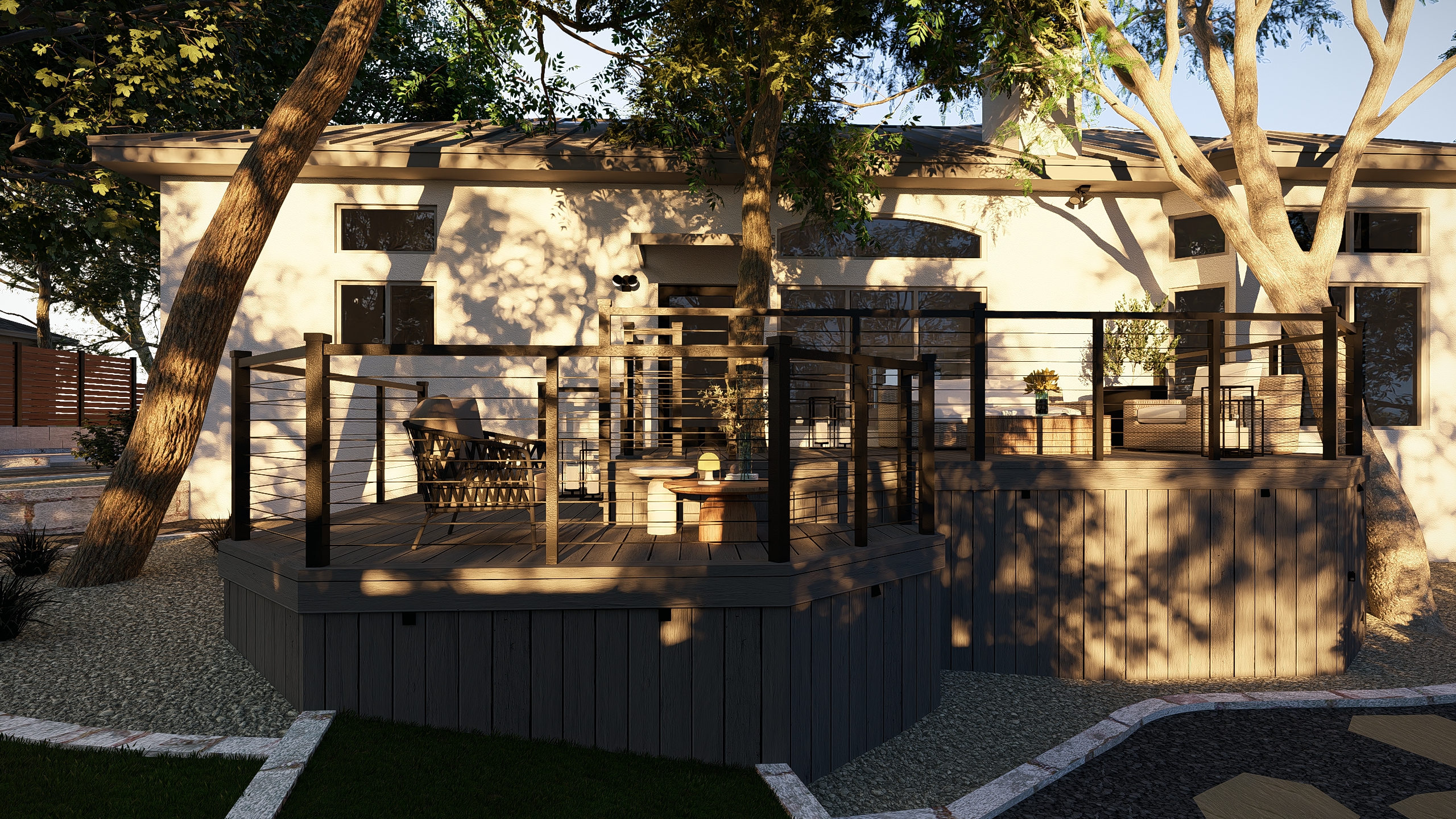 San Antonio residence daytime deck with pergola