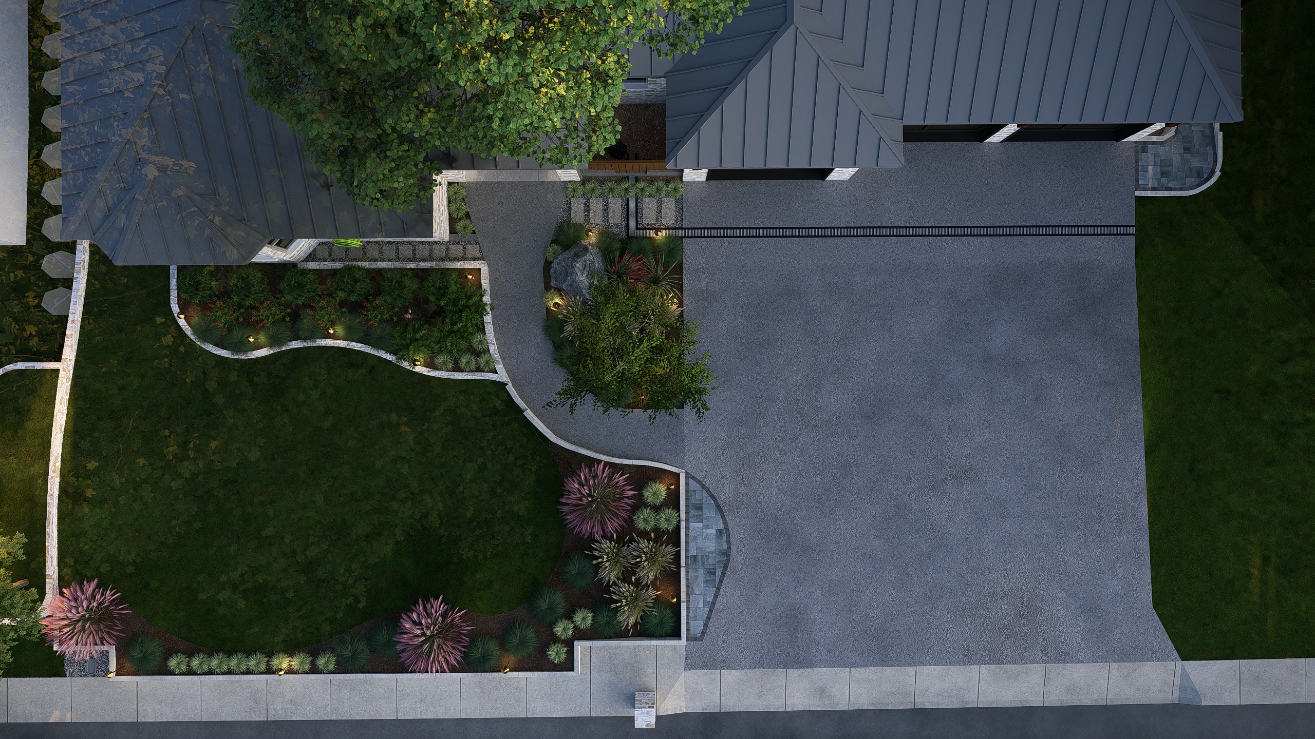 San Antonio Residence - Aerial deck view at night
