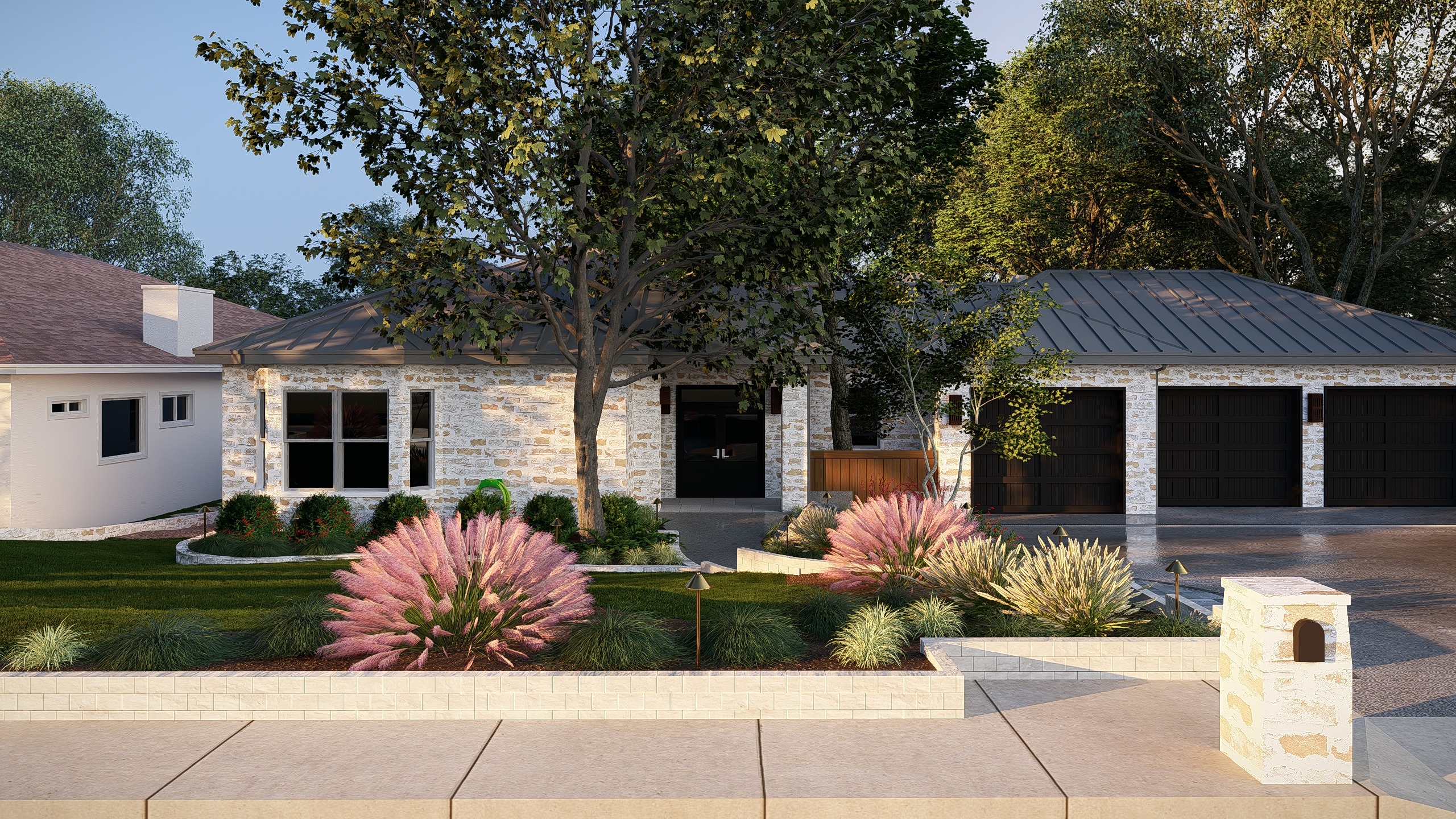 San Antonio residence front yard transformation with ornamental plantings