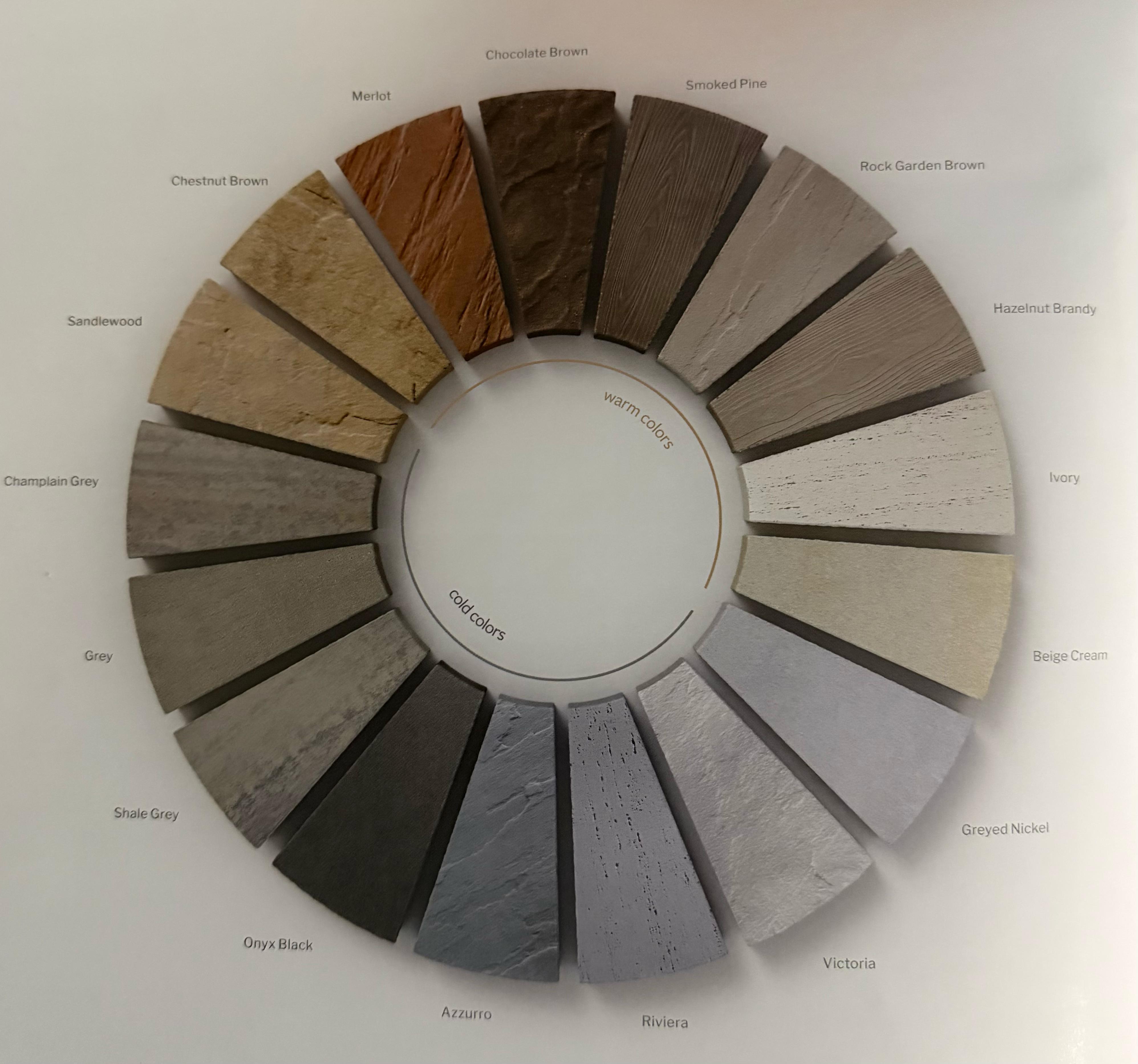 Material color wheel with warm and cold tones