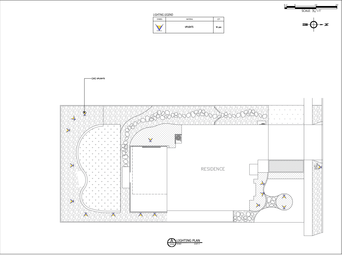Lighting Plan showing uplight positions