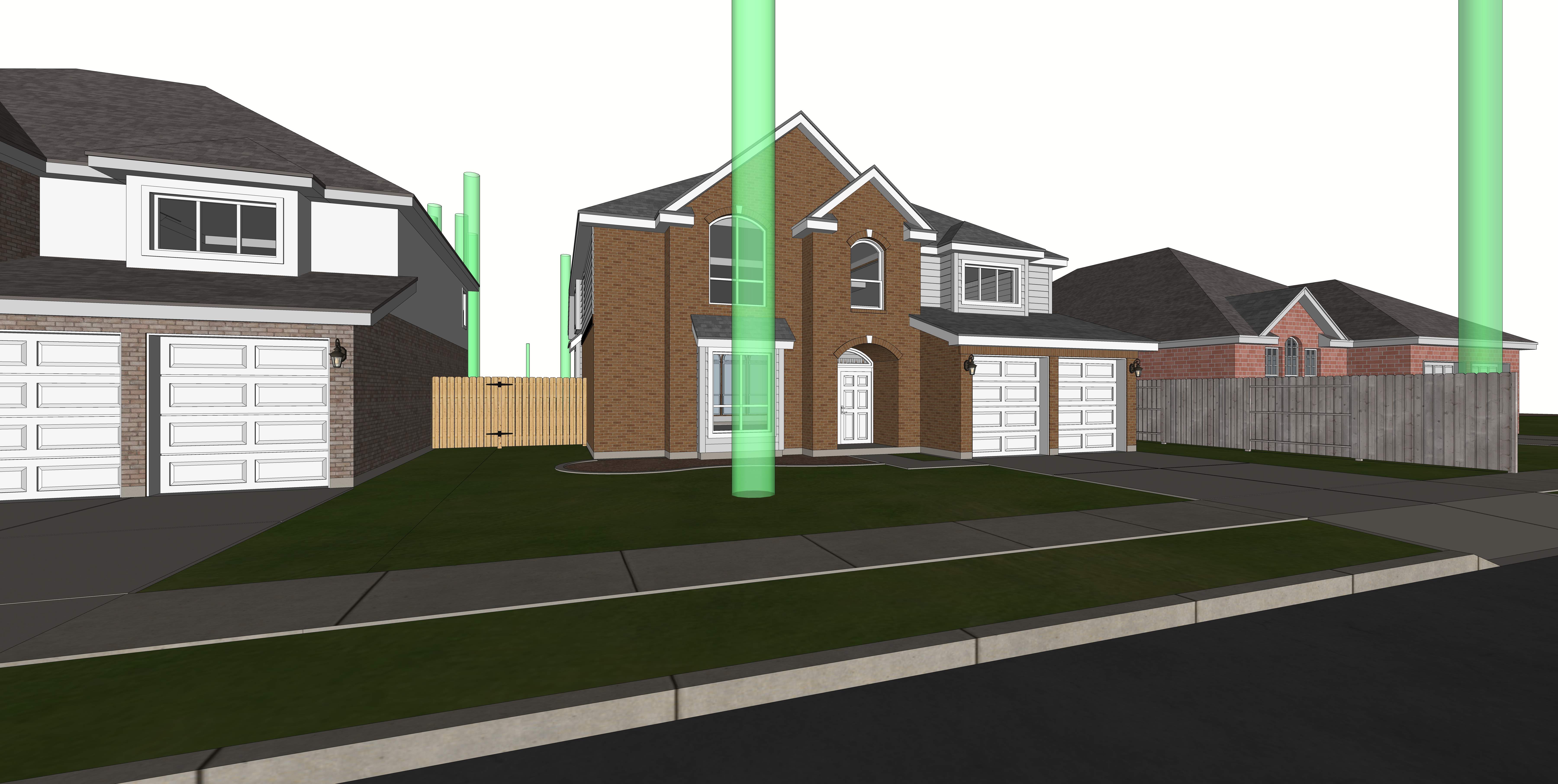 Initial site model showing front yard spatial organization