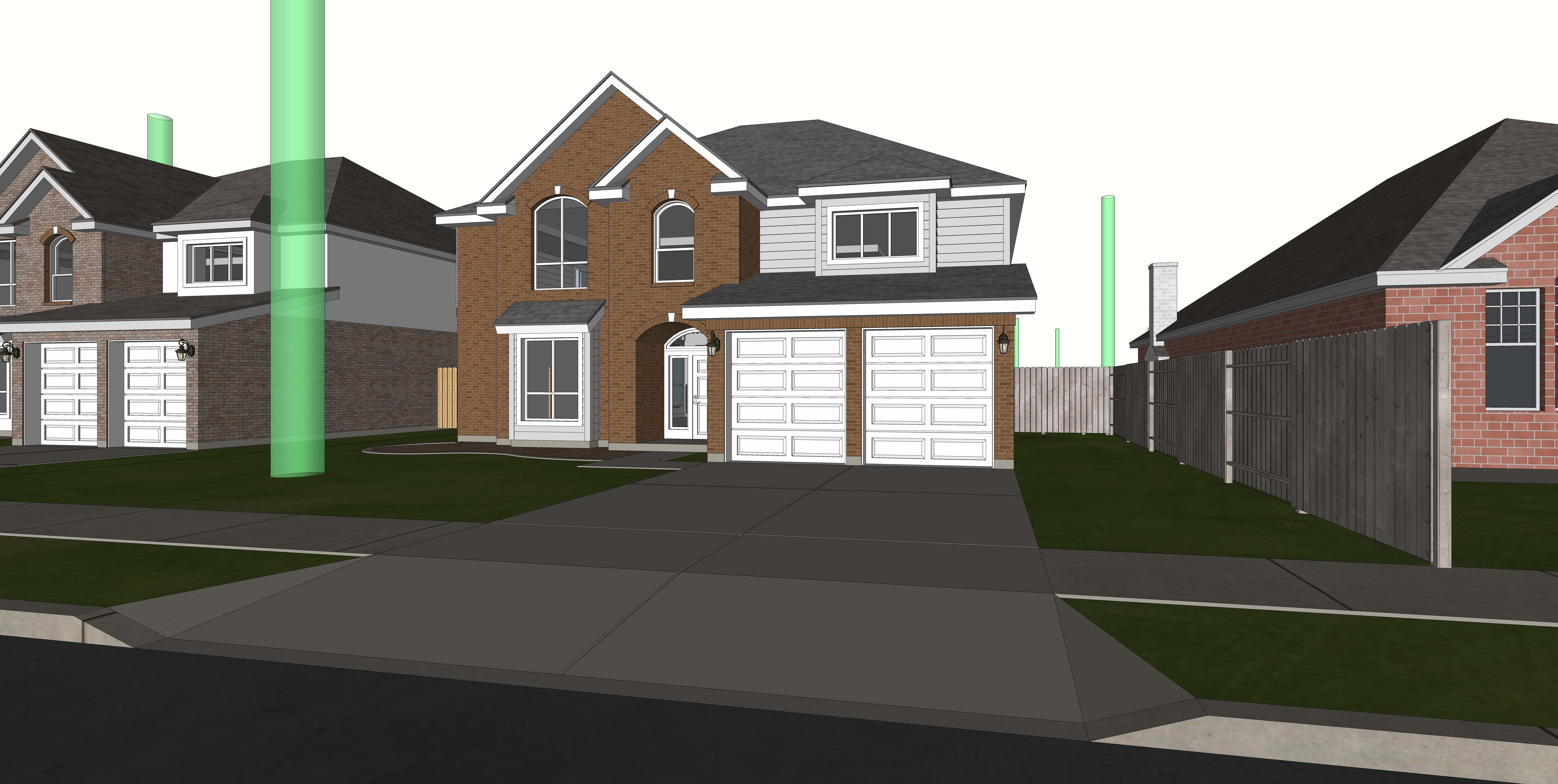 Site model showing street perspective and tree positioning