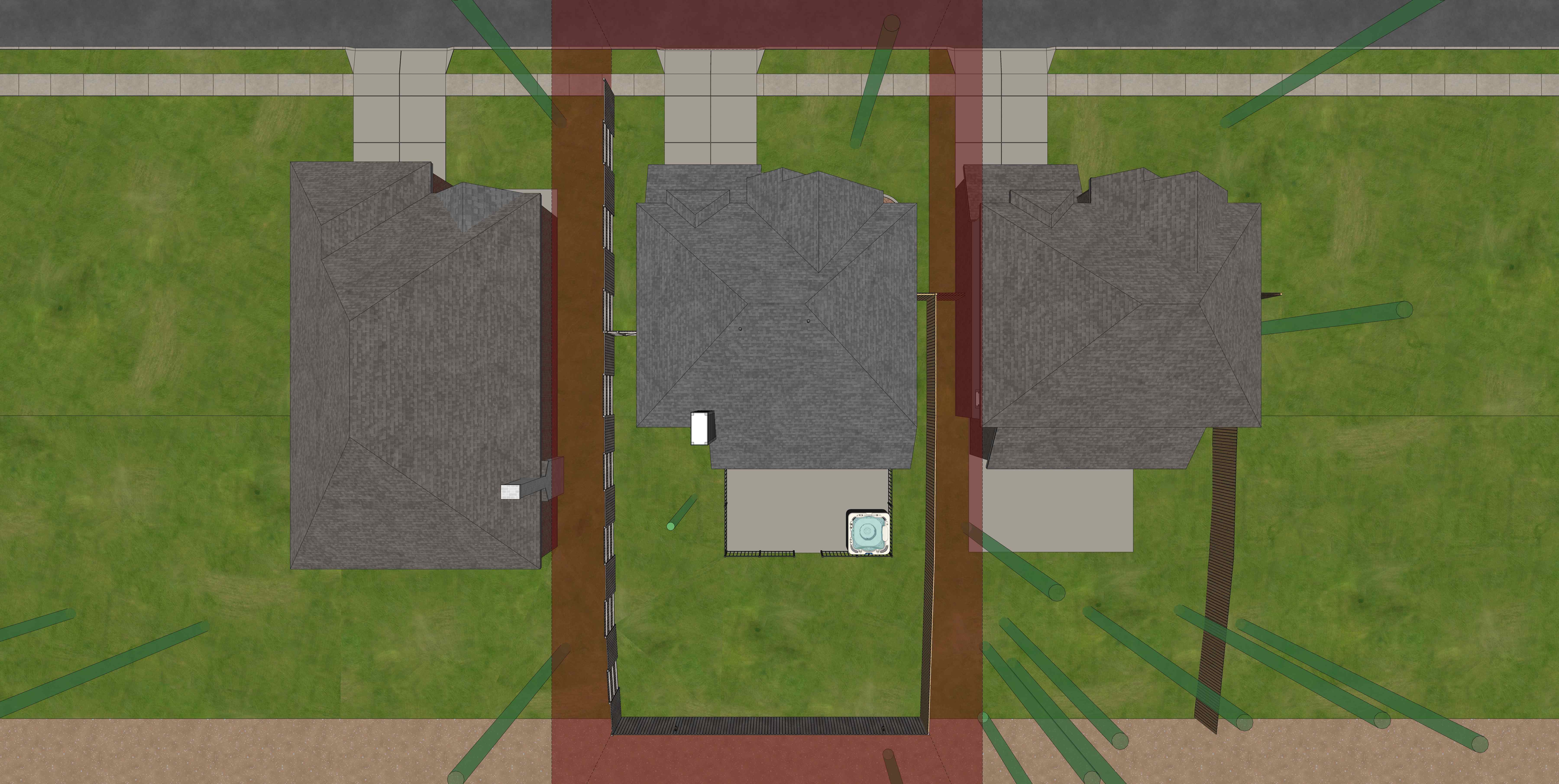 Aerial site model showing neighborhood context